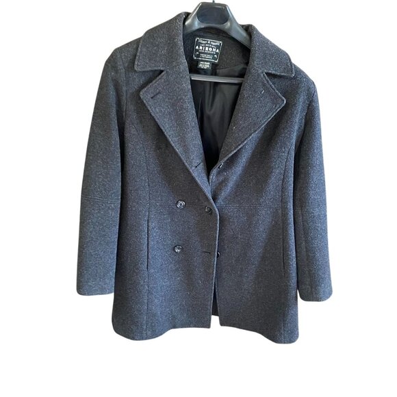 Arizona Jean Co. Men's Peacoat Size L Charcoal Gray Double-Breasted Wool Blend - Picture 1 of 14